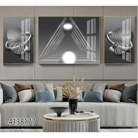 תמונת תלת מימד מחולקת לסלון על קנבס עם אפשרות לחיפוי זכוכית דגם 4138177