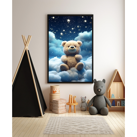 תמונה מקורית לחדר ילדים דובי חמוד על ענן דגם 4082332