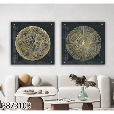 זוג תמונות אבסרקט בהדפסה ישירה על זכוכית דגם 3873103