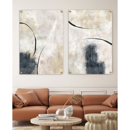 זוג תמונות לסלון לחדר השינה או לסלון על קנבס או זכוכית דגם-3985765