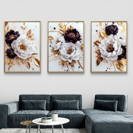 שלשת תמונות קנבס לסלון 