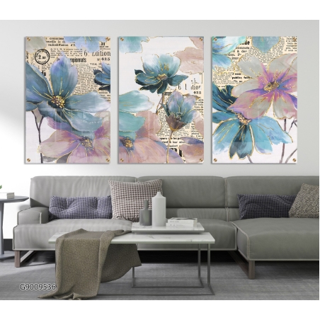 שלישיית תמונות לפינת אוכל או לסלון מודפסות על זכוכית דגם G9009536