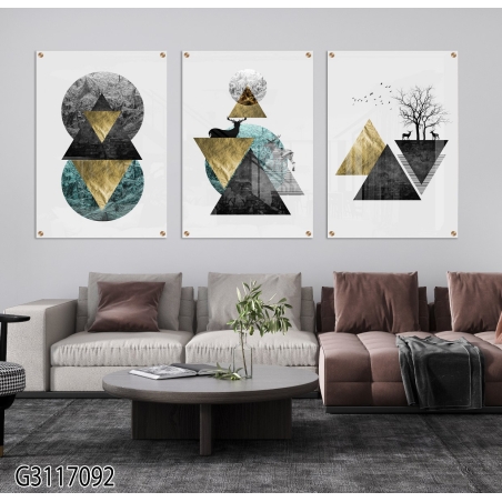 שלישיית תמונות לפינת אוכל או לסלון מודפסות על זכוכית דגם G3117092