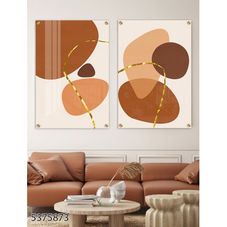 זוג תמונות תלת מימד לסלון לחדר השינה או למשרד על קנבס או זכוכית דגם-5375873