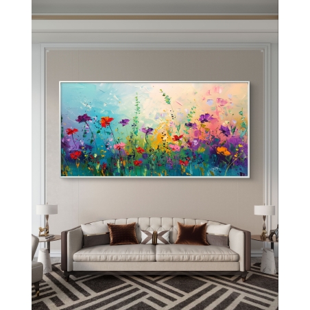 תמונת קנבס לפינת אוכל בסגנון פרחוני 