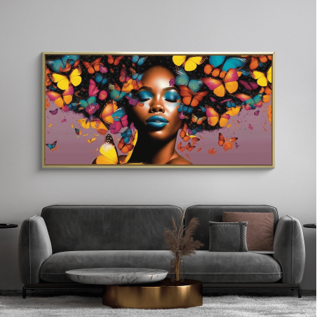 תמונת קנבס מודרנית מיוחדת אישה יפה ופרפרים דגם -235912