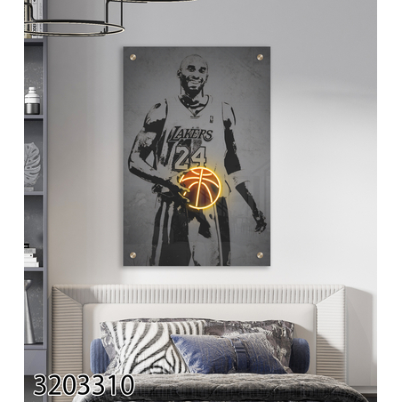 תמונה מעוצבת אומנותית של קובי בראיינט לכל חלל מודפסת על זכוכית דגם 3203310