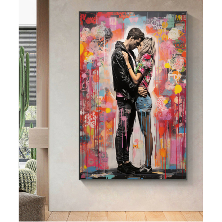 תמונת גרפיטי רומנטית על קנבס או על זכוכית לבחירתכם דגם 2508304
