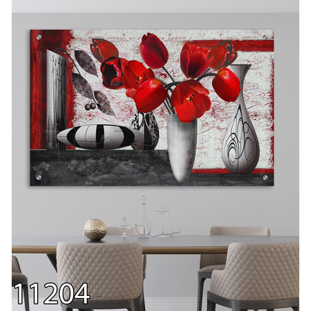 תמונה מעוצבת מקורית לפינת אוכל או לסלון מודפסת על זכוכית דגם 11204