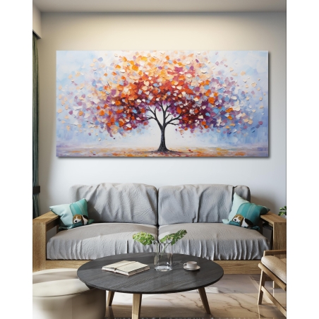 תמונת קנבס צבעונית לסלון בסגנון עצים 