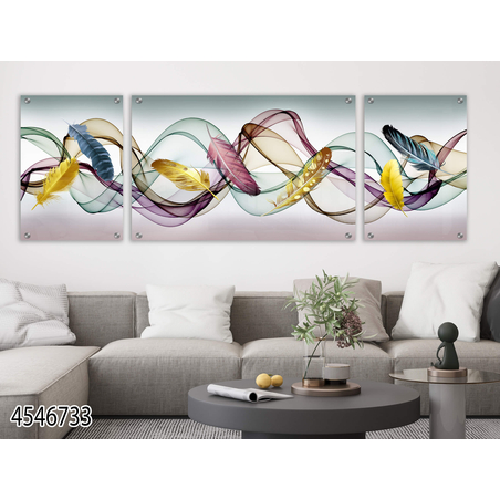 תמונה מחולקת לסלון מודפסת על זכוכית דגם 4546733