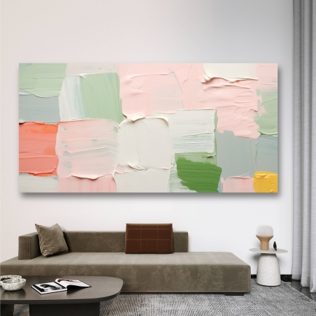 תמונת קנבס מעלפת סגנון אבסטרקט גיאומטרי גווני פסטל דגם - L61012
