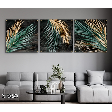 שלישיית תמונות מרובעות יוקרתיות מודפסות ישירות על זכוכית דגם-2156420