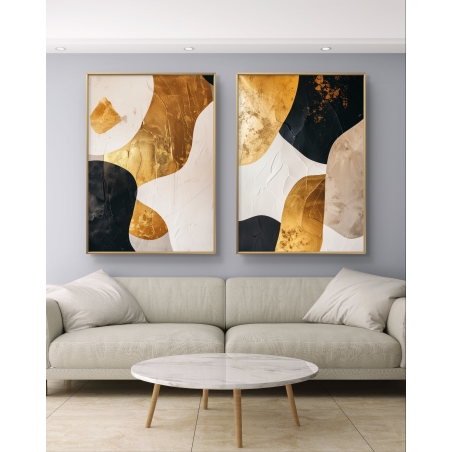 זוג תמונות קנבס לסלון בסגנון גאומטרי 