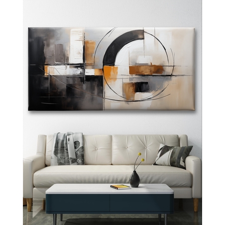 תמונת קנבס סגנון גיאומטרי גוונים כהים חום/שחור 