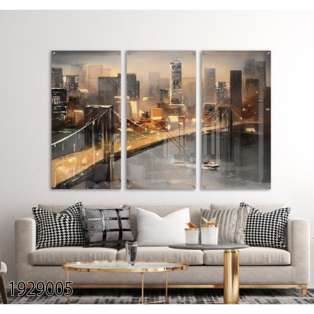 סט שלישייה מקורי מודפס על זכוכית מחוסמת דגם 1929005