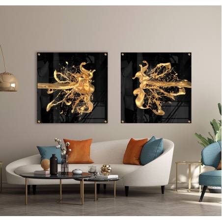 זוג תמונות מיוחדות ללובי או לסלון-תלייה לאורך או לרוחב בהדפסה ישירה על זכוכית דגם 7744306