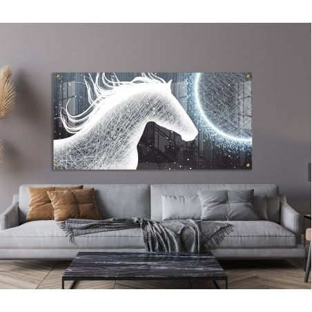 תמונה לסלון לפינת אוכל או למשרד סוס אבסטרקט על קנבס או זכוכית במבחר מידות דגם-7579247