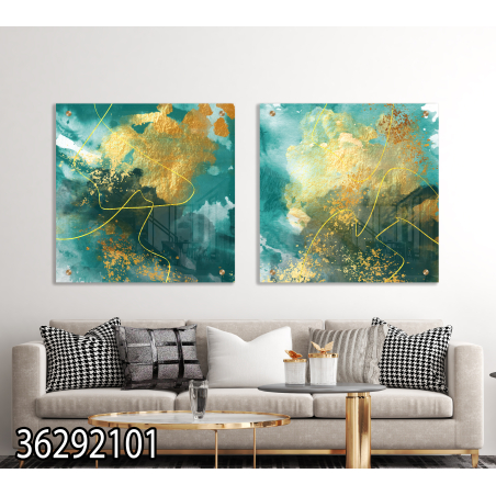 זוג תמונות אבסרקט בהדפסה ישירה על זכוכית דגם 36292101