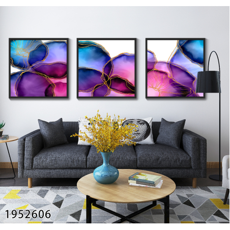 שלישיית תמונות מרובעות לסלון/פינת אוכל/ משרד דגם 1952606