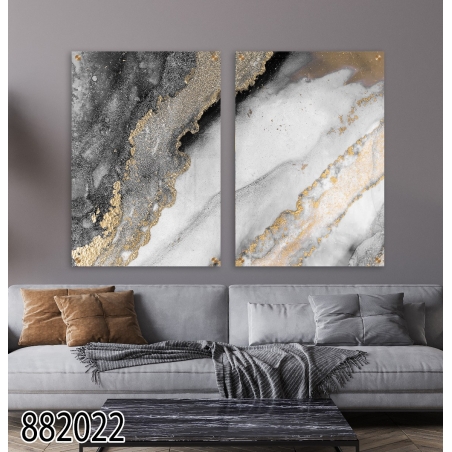 זוג תמונות אבסטרקט לסלון לחדר השינה או למשרד על קנבס או זכוכית דגם-882022