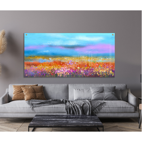 תמונה לסלון לפינת אוכל או למשרד אבסטרקט פריחה צבעונית על קנבס או זכוכית במבחר מידות דגם-76117169