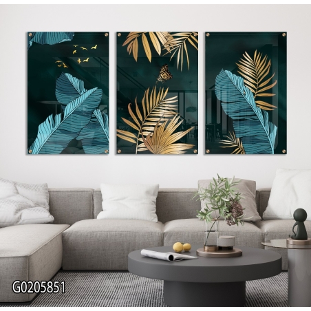 שלישיית תמונות לפינת אוכל או לסלון מודפסות על זכוכית דגם G0205851