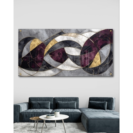 תמונת זכוכית לסלון בסגנון גאומטרי 