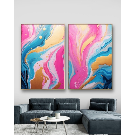 זוג תמונות על קנבס כותנה מקצועי לסלון או למשרד דגם 259234