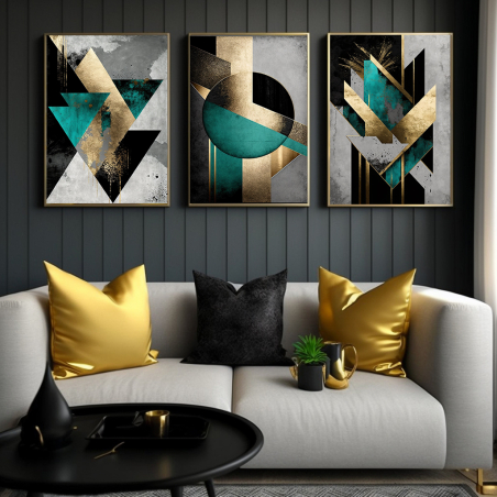 שלשה על קנבס כותנה!! מתוח וממוסגר לסלון או למשרד דגם 769004