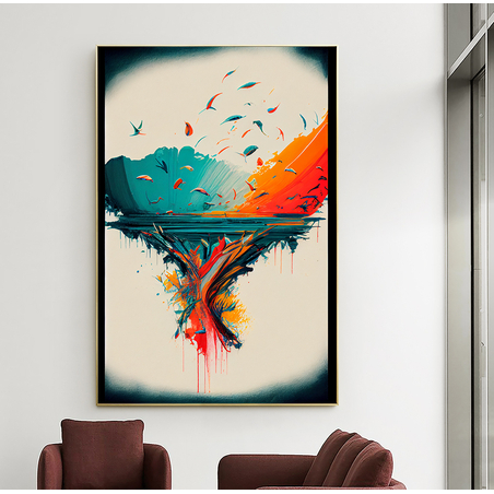 תמונה לסלון או למשרד מודפסת על קנבס כותנה אבסטרקט-מודרני דגם 3202106