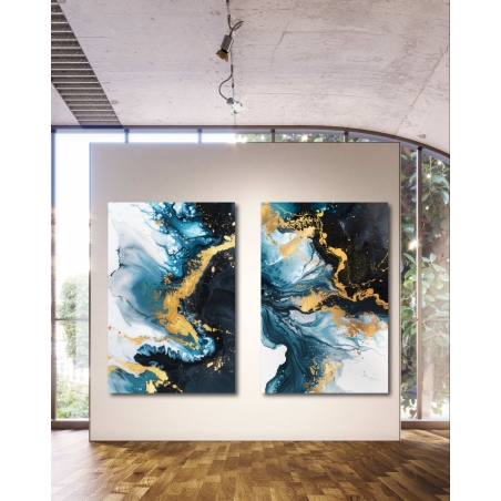 זוג תמונות קנבס לסלון בסגנון אבסטרקט 