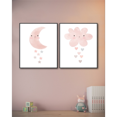 זוג תמונות על בד כותנה לחדר ילדים 
