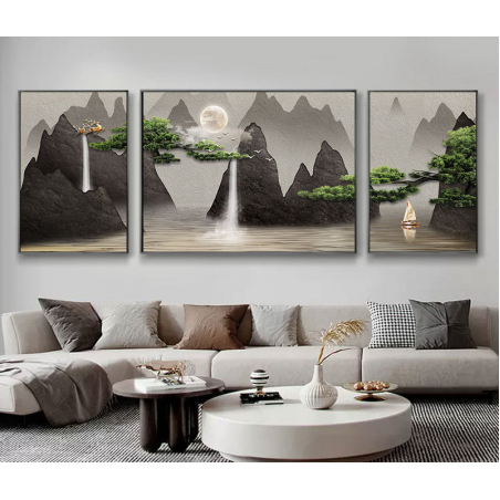 תמונת תלת מימד מחולקת לסלון על קנבס עם אפשרות לחיפוי זכוכית דגם 8297109