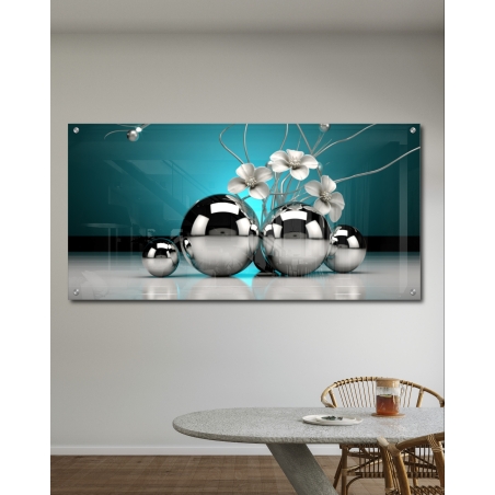 תמונת זכוכית לסלון בסגנון גאומטרי תלת מימד 