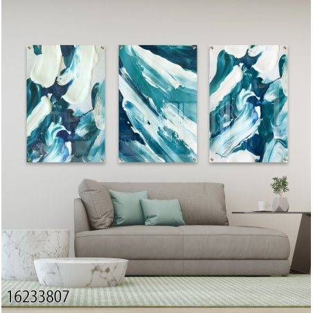 שלישיית תמונות לפינת אוכל או לסלון מודפסות על זכוכית דגם 16233807