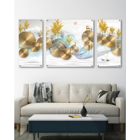 תמונה מחולקת מודפסת על זכוכית בסגנון נורדי 