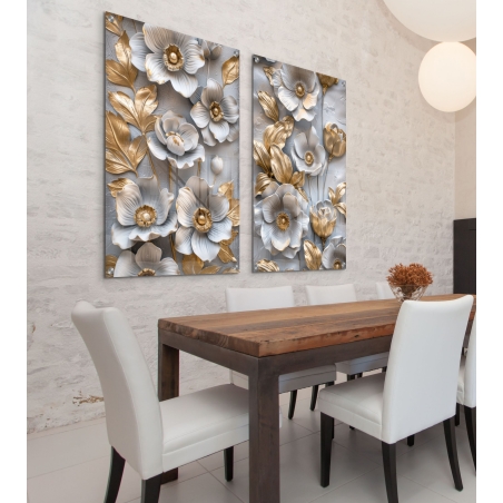 זוג תמונות על זכוכית לסלון או לפינת אוכל 