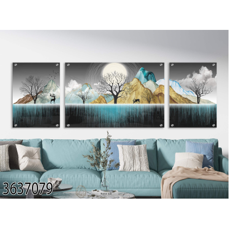 תמונה מחולקת לסלון מודפסת על זכוכית דגם 3637079