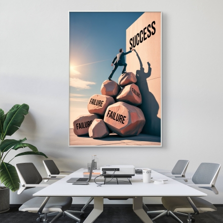 תמונת קנבס של אדם מטפס על סלעים עם הכיתוב 