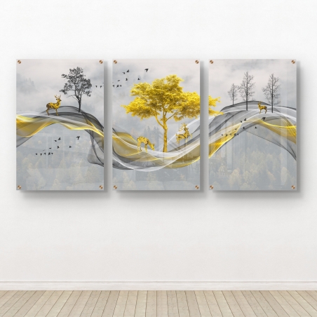 סט שלושה חלקים לתמונת זכוכית 