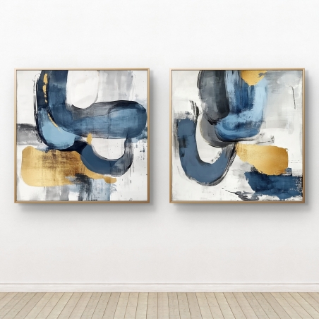 זוג תמונות מרובעות על קנבס לסלון 