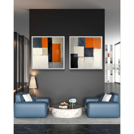 זוג תמונות קנבס מרובעות לסלון 