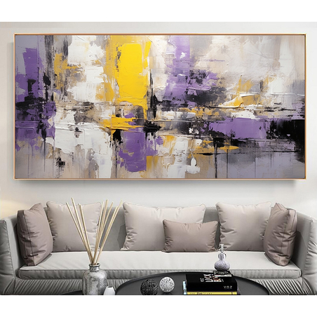 תמונת קנבס אבסטרקט מודרני צהוב וסגול דגם 26231