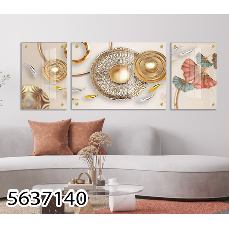 תמונה מחולקת לסלון מודפסת על זכוכית דגם 5637140
