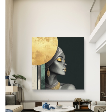 תמונת קנבס מרובעת בסגנון אפריקאיות 