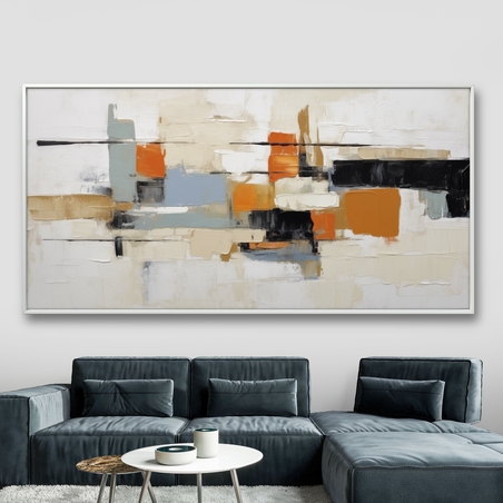 תמונת קנבס סגנון אבסטרקט גיאומטרי גוונים כהים חום/כתום דגם - A45067