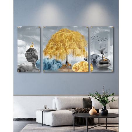 תמונה מחולקת מודפסת על זכוכית בסגנון נורדי 