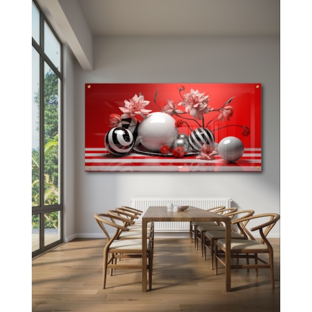 תמונת זכוכית לסלון בסגנון גאומטרי תלת מימד 