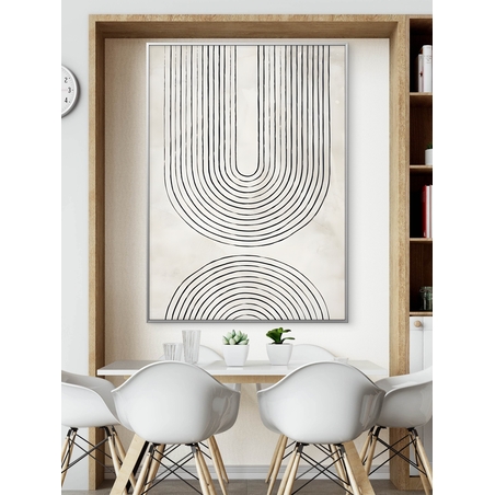 תמונת קנבס מינימליסטית עם קווים שחורים מעוגלים על רקע בהיר – NEXTGEN BY BAR